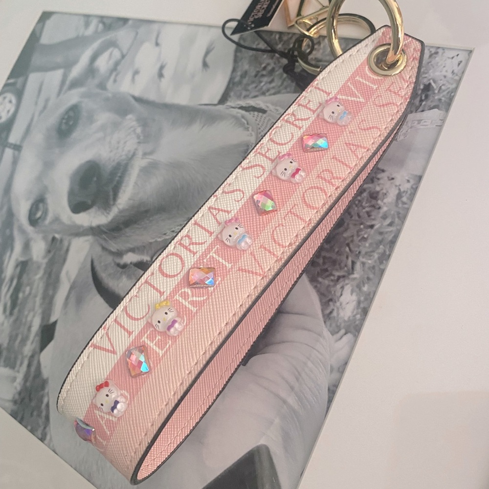 Vs Rinestone and charms wristlet keychain